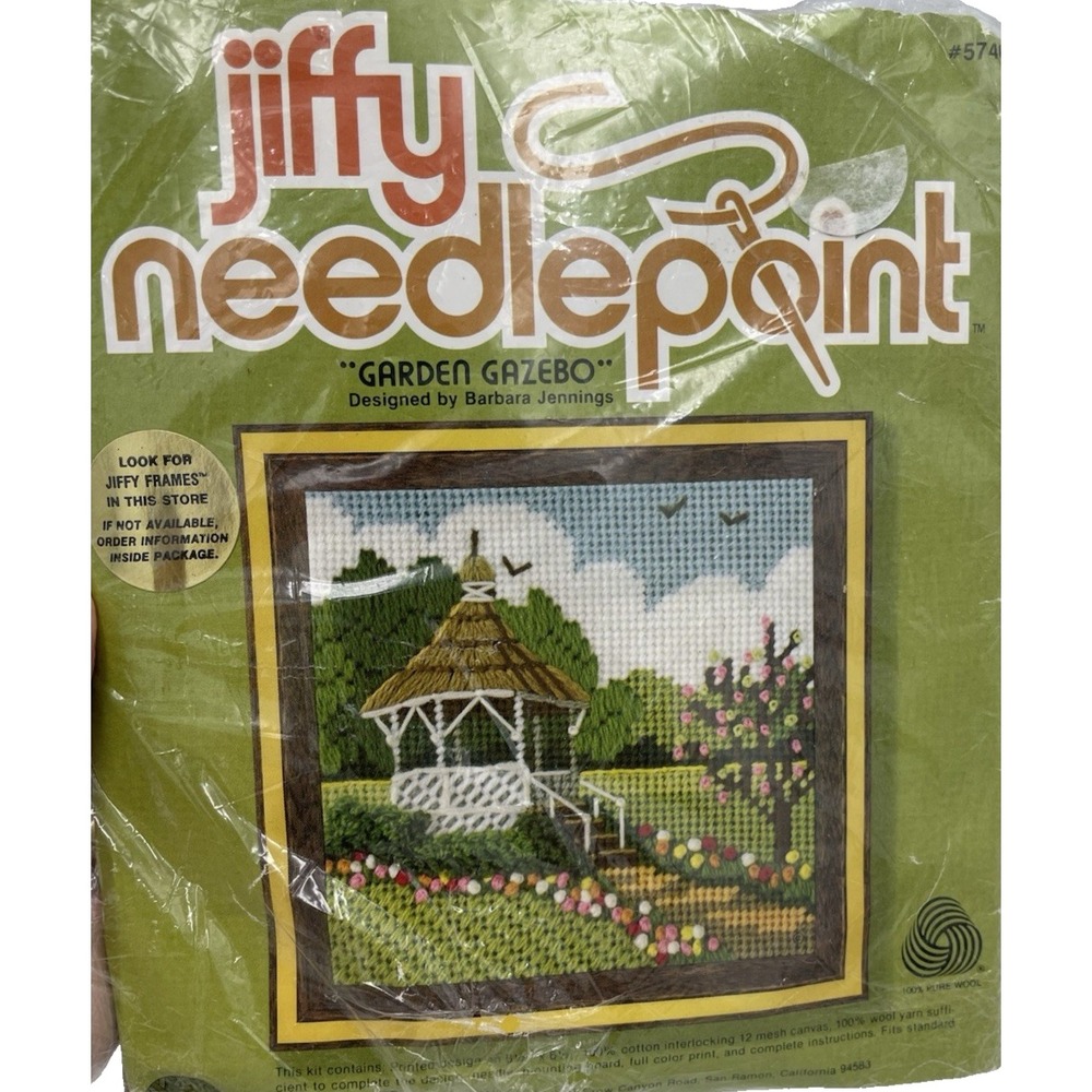 Sunset JIFFY Needlepoint Stitchery  "Garden Gazebo"‎ Yarn Kit - #5740